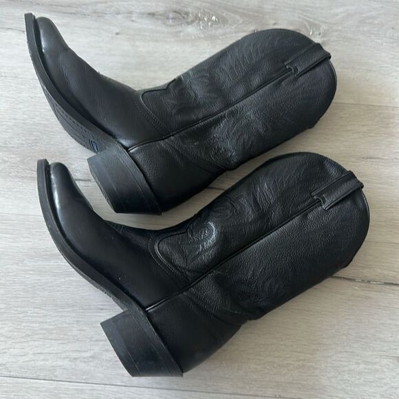 Boulet Embroidered Leather Cowboy Boots Black 8 EUC - Picture 4 of 7